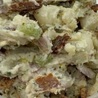 Potato Salad · Baby red potatoes, celery, garlic, grainy mustard and homemade mayo.