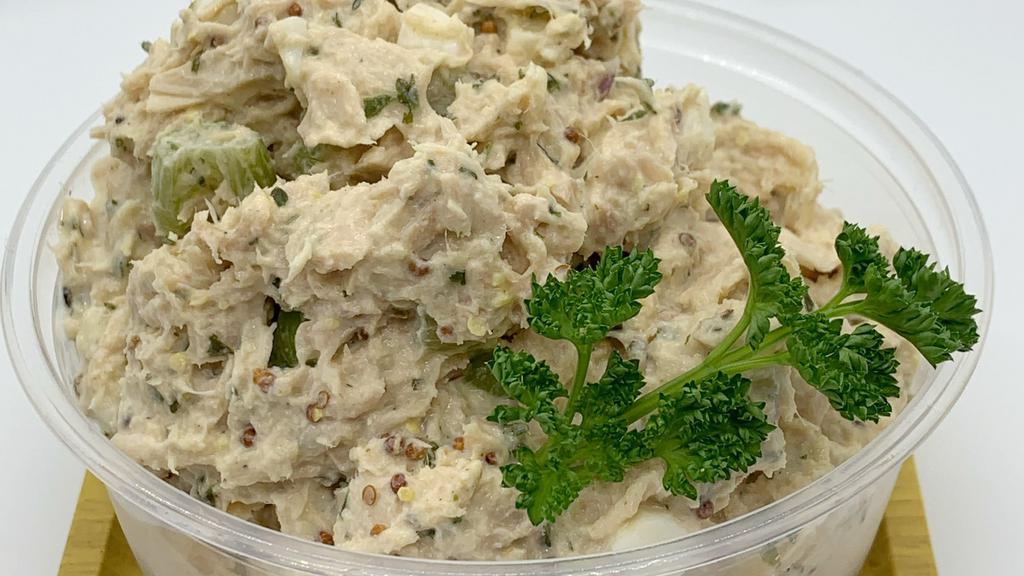 Morse Drive Tuna Salad · Albacore Tuna, hard boiled egg, celery, lemon and cumin dressing.