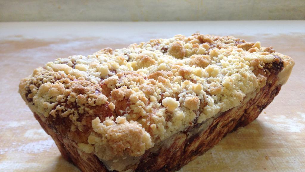 Apple Cinnamon Bread · Sweet dough with apples and cinnamon chopped in, topped with streusel.
