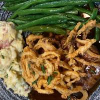 Beef Tenderloin Filet · 8 oz., cooked to your preference, sour cream and chive mashed, garlic mushroom demi-glace, h...