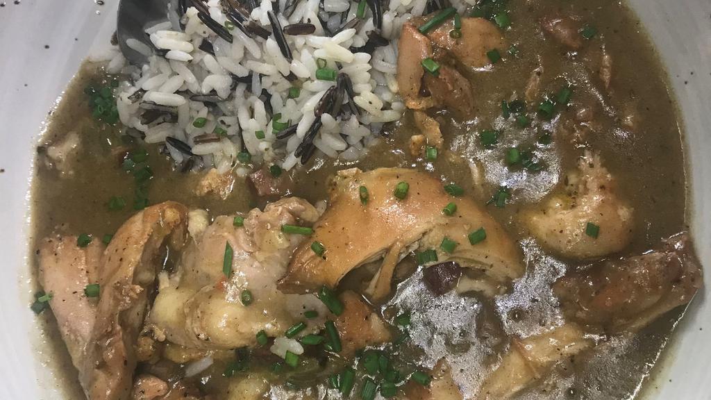 Shrimp And  Chicken Gumbo · Haus-smoked chicken, andouille sausage, wild rice, traditional creole sauce.
