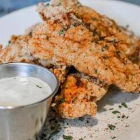 Crispy Chicken Tenders · buttermilk marinated, hand-breaded to order, cajun spices, house-made restaurant ranch