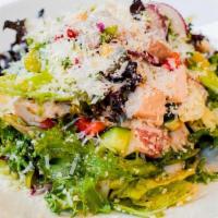 Italian Chopped Salad · mixed greens, romaine, sous vide chicken breast, salami, kalamata olives, pepperoncini, garb...