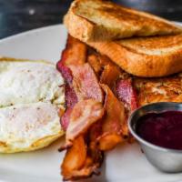 American Breakfast · eggs, hashbrowns, choice of breakfast meat, toast