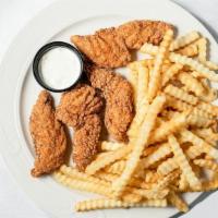 Chicken Strips · Home-style peppercorn chicken tenders fried to perfection. Served with french fries and your...