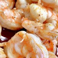 Peeled Shrimp (1Lb) · 1 pound of peeled shrimp with your choice of sauce and spice level.