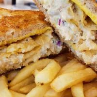 Tuna Melt With Fries · Tuna salad with american cheese on grilled rye.
