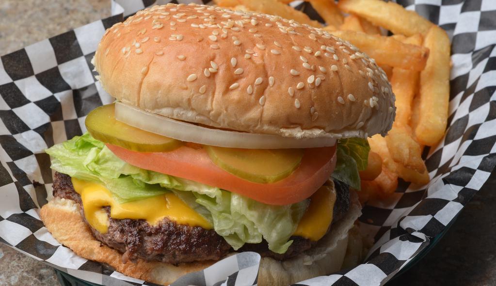Royal Burger · ½ lb. burger with lettuce, tomato, onion, pickle, and mayo.