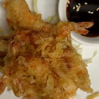 Shrimp Tempura · Crispy fried tempura battered shrimp served with sesame soy sauce.