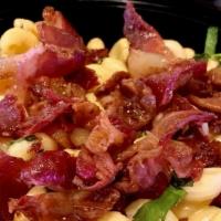 Bacon Lover'S Mac · Bacon on top of cavatappi noodles with homemade cheese sauce.