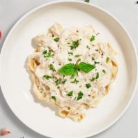 All For Alfredo Pasta (Fettuccine)  · Fettuccine pasta cooked in creamy white sauce topped with parmesan.
