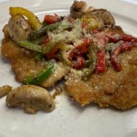 Sicilian Pork Tenderloin · Breaded sautéed with bell peppers and mushrooms