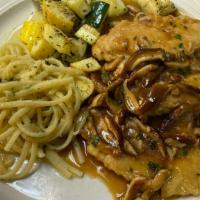 Veal Marsala  · Tender veal slices sauthed, marsala wine & veal demi glaze