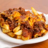 Boogaloo Fries · Seasoned ground beef, caramelized onions, melted cheese, and the famous Boogaloo sauce.