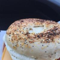 Egg & Cheese · Your choice of bagel with a slice of deli cheese and and fried egg patty. Add meat or cream ...