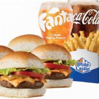 1921 Slider Share-A-Meal Cal 1660-2360 · Four 1921 Sliders, two small fries and two small soft drinks.