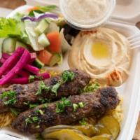 Kafta Kabob.              Lunch · Charbroiled ground beef&lamb with parsley,
onions & spices. Served w/garlic dip