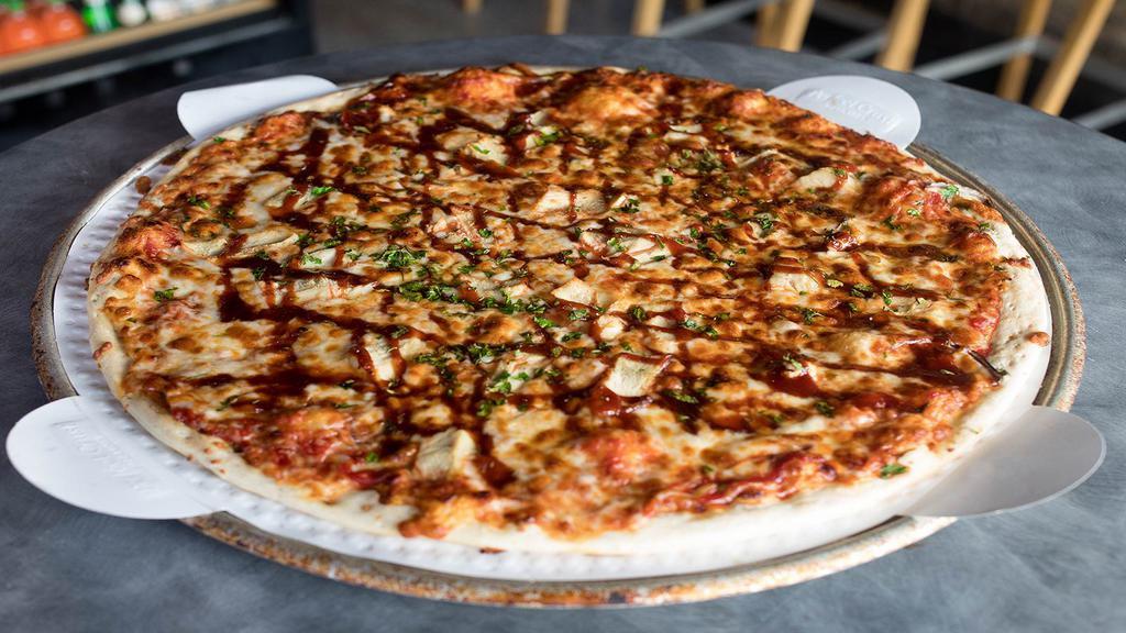 Bbq Chicken · Grilled chicken, red onions, fresh cilantro. Topped with BBQ sauce.
