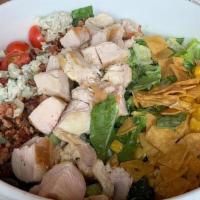 Chopped Salad · Grilled Chicken | Romaine | Bacon | Grape Tomatoes | Roasted Corn | Avocado | Tortilla Chips...