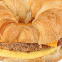 Sausage Egg Cheese Croissant · Lemongrass Sausage Egg and A lot Of Cheese On A Very Soft Croissant.