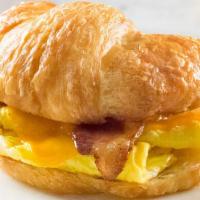 Bacon Egg Cheese Croissant · Crispy Beacon with A lot of Cheese On A Very New Bake and Soft Croissant.