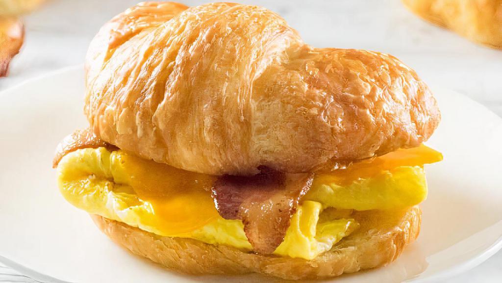 Bacon Egg Cheese Croissant · Crispy Beacon with A lot of Cheese On A Very New Bake and Soft Croissant.