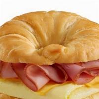 Ham Egg Cheese Croissant · Honey Ham, Egg, And A lot of Cheese On A Very Fresh Bake Croissant.