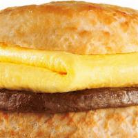 Sausage Egg Cheese Biscuit · Sausage Egg and A lot of Cheese On A Very Fresh Soft Biscuit.