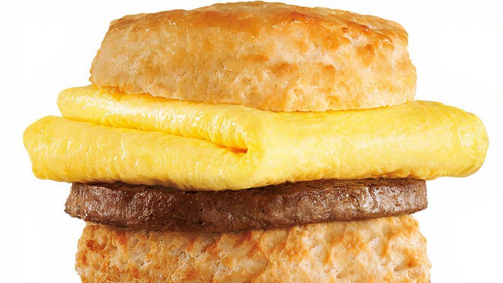 Sausage Egg Cheese Biscuit · Sausage Egg and A lot of Cheese On A Very Fresh Soft Biscuit.
