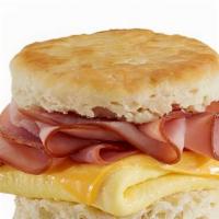 Ham Egg Cheese Biscuit · Ham Egg and A lot of Cheese On A Very Fresh Soft Biscuit.