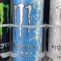 Monster Drink · We have  Green, Red, Purple, White, Blue.
Please comment your flavor!