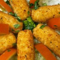 Mozzarella Cheese Sticks · (4 PIECES) fried of breaded mozzarella cheese served with sauce.