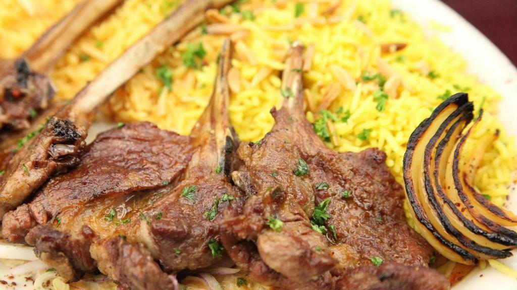 Lamb Chops · 4 Grilled lamb chops, seasoned and cooked to your liking.
Served with rice.