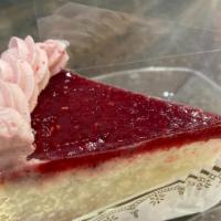 Raspberry Cheesecake | New · Brown sugar graham crust, raspberry cheesecake, raspberry topping and cream.
