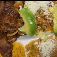 Carne Asada · Denotes one of our gluten-free items. A true Mexican tradition. Tender steak seasoned and gr...