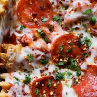 Pizza Fries · Garlic butter, mozzarella and pizza sauce for dipping.