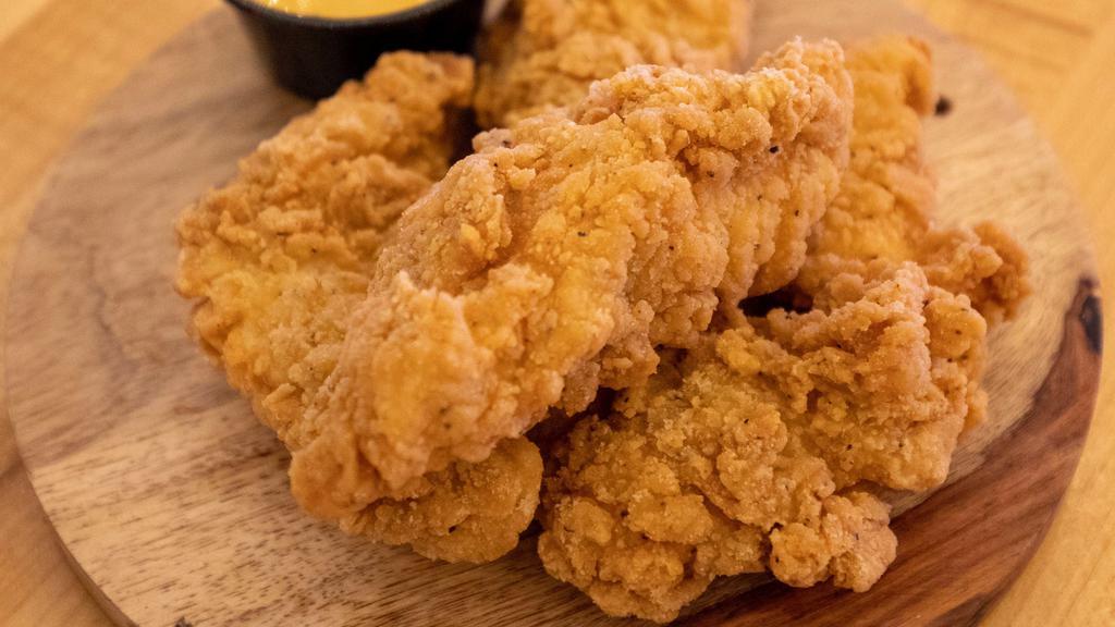 Chicken Tenders · Served with bbq or honey mustard.