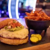 Guacamole Turkey Burger · Grilled turkey patty, guacamole, pico de gallo, pepper jack and ranch. Served on a grilled p...