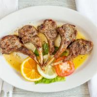 Paidakia · 5 pieces. Traditional thin-cut lamb chops. Served with oven-roasted potatoes.