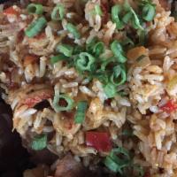 Crawfish Jambalaya · Crawfish, andouille, bell peppers, onion, and steamed rice.