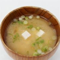 Miso Soup · Vegan, gluten free. Tasty miso soup with tofu, fried tofu, wakame seaweed, and green onions....