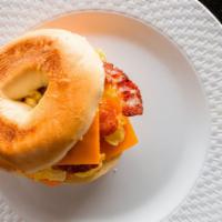 Bacon, Egg And Cheddar Sandwich · Breakfast sandwichl with egg, cheese and bacon