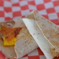 Southwest Breakfast Burrito · Breakfast burrito with corn roasted salsa, egg, cheddar and chipotle ranch.