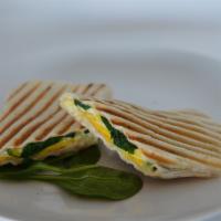 Spinach, Feta And Egg · Breakfast wrap with Feta cheese, spinach and egg.
