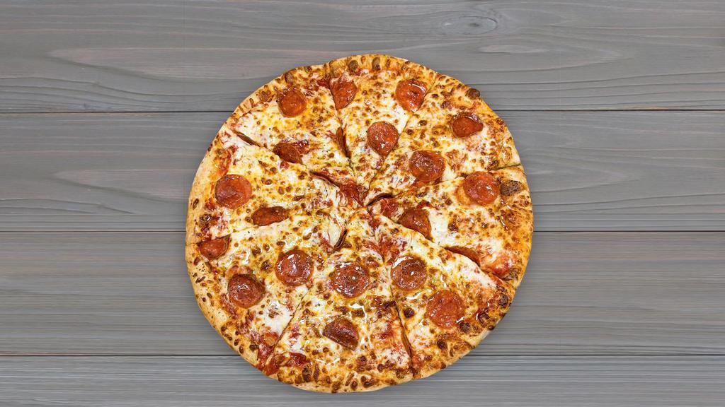 Goodale Pepperoni Honey Pizza · A pizza with plenty of pepperoni. Made with our red sauce, cheese blend, delicious garlic butter crust, and a drizzle of honey on top.