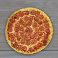Pepperoni Pizza · A pizza with a hearty amount of pepperoni. Made with our red sauce, cheese blend, and delici...