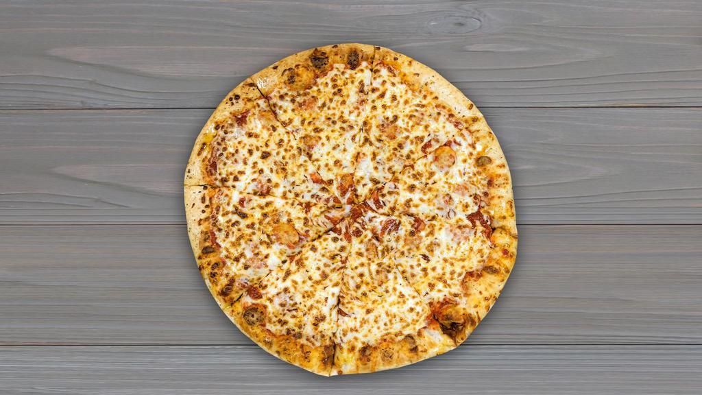 Cheese Pizza · Our special red pizza sauce with a cheese blend and a garlic butter crust.