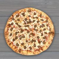 Sausage Pizza · Tasty sausage on top of our red sauce, cheese blend, and garlic butter crust.