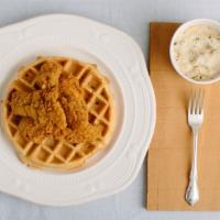 Southern Waffle · topped with chicken fingers and sausage gravy.
