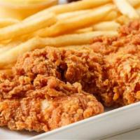 Chicken Tenders W/ Fries · with BBQ, honey mustard or ranch
dipping sauce